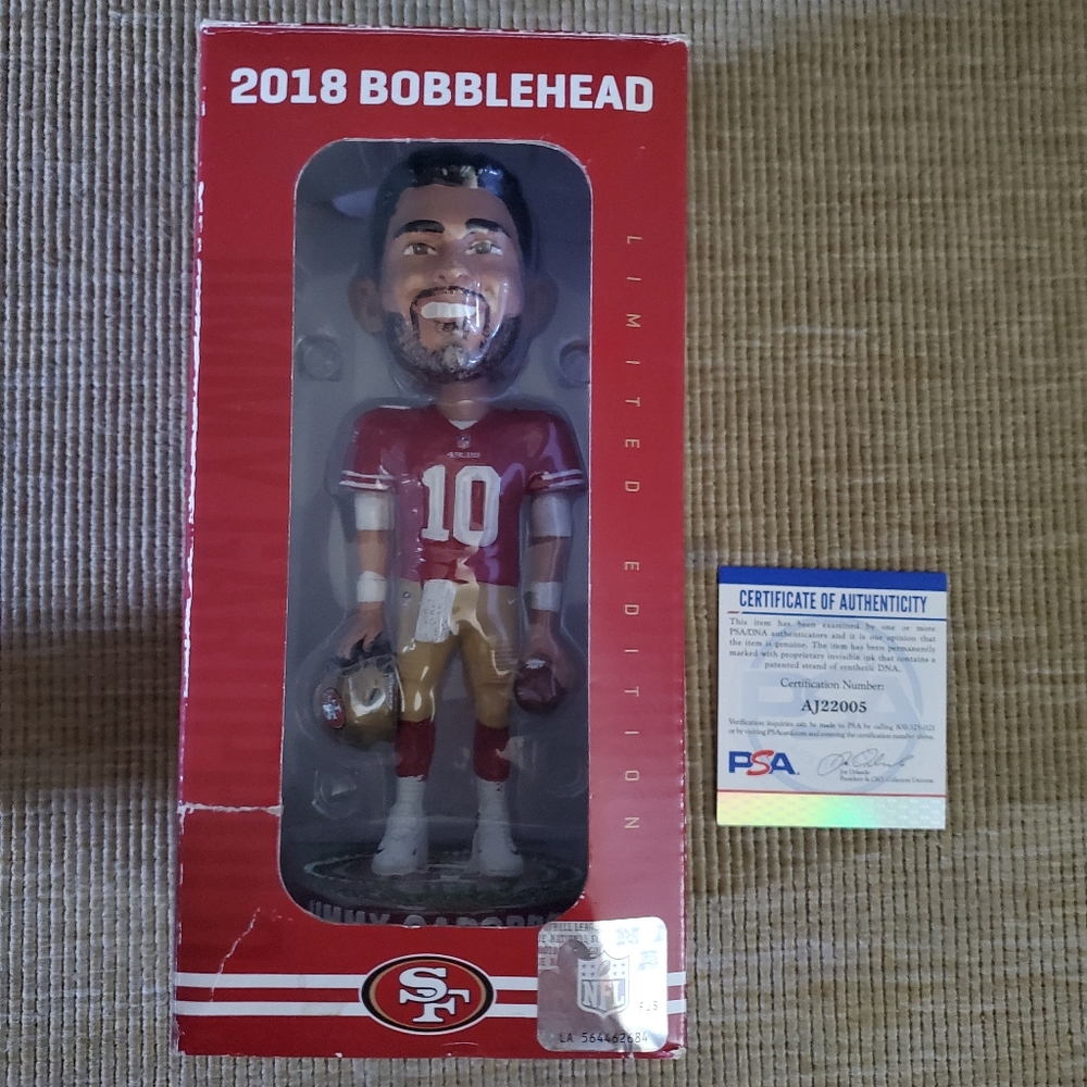 Jimmy Garoppolo 49er Bobblehead 2018 Signed PSA